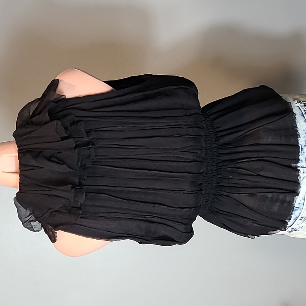 ROBBI‎ & NIKKI Sheer Silk Ruffle Top Vintage Victorian Y2K Size Small Fairy Goth - Picture 6 of 10